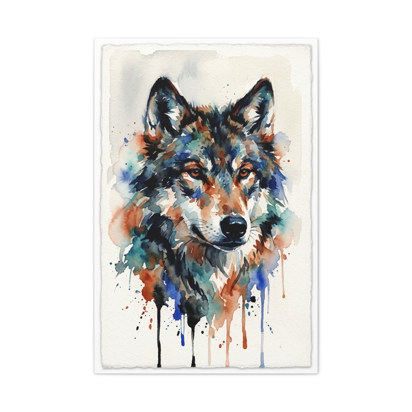 Watercolor Expression Wolf Portrait Abstract Wall Art & Canvas Print