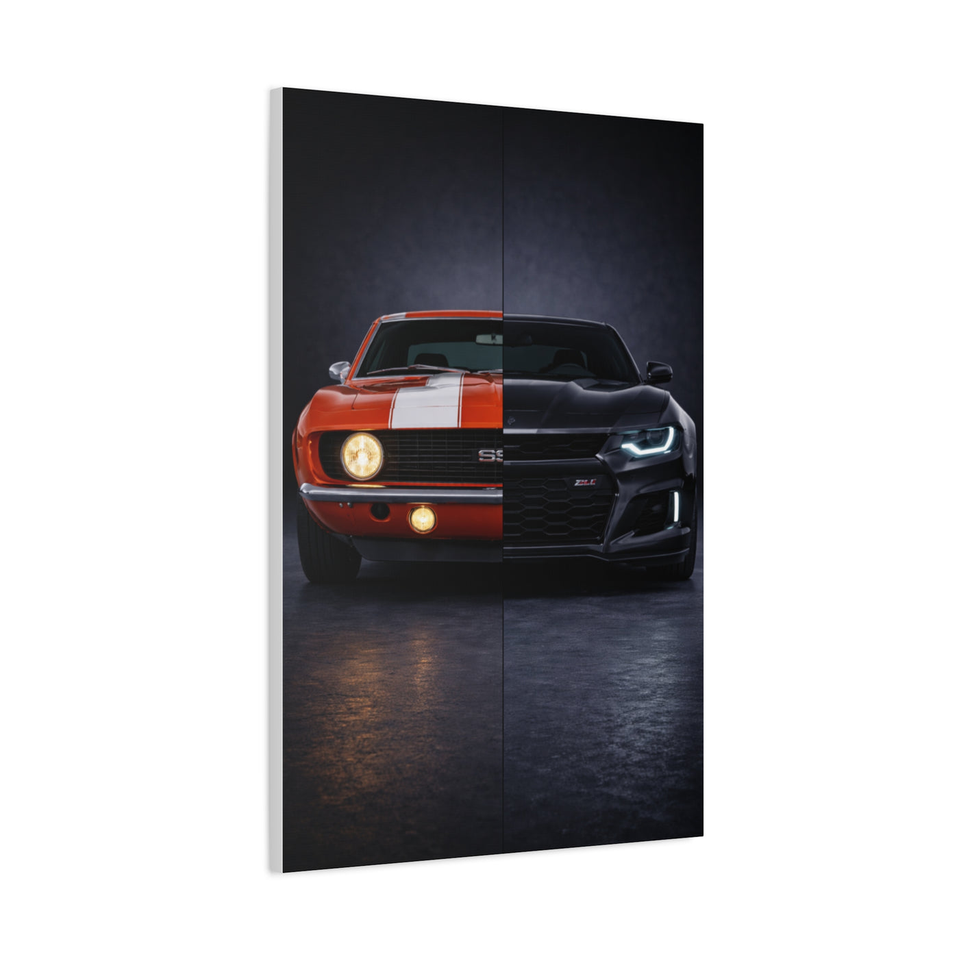 Chevrolet Camaro Split Classic SS vs Modern ZL1 Wall Art & Canvas Prints
