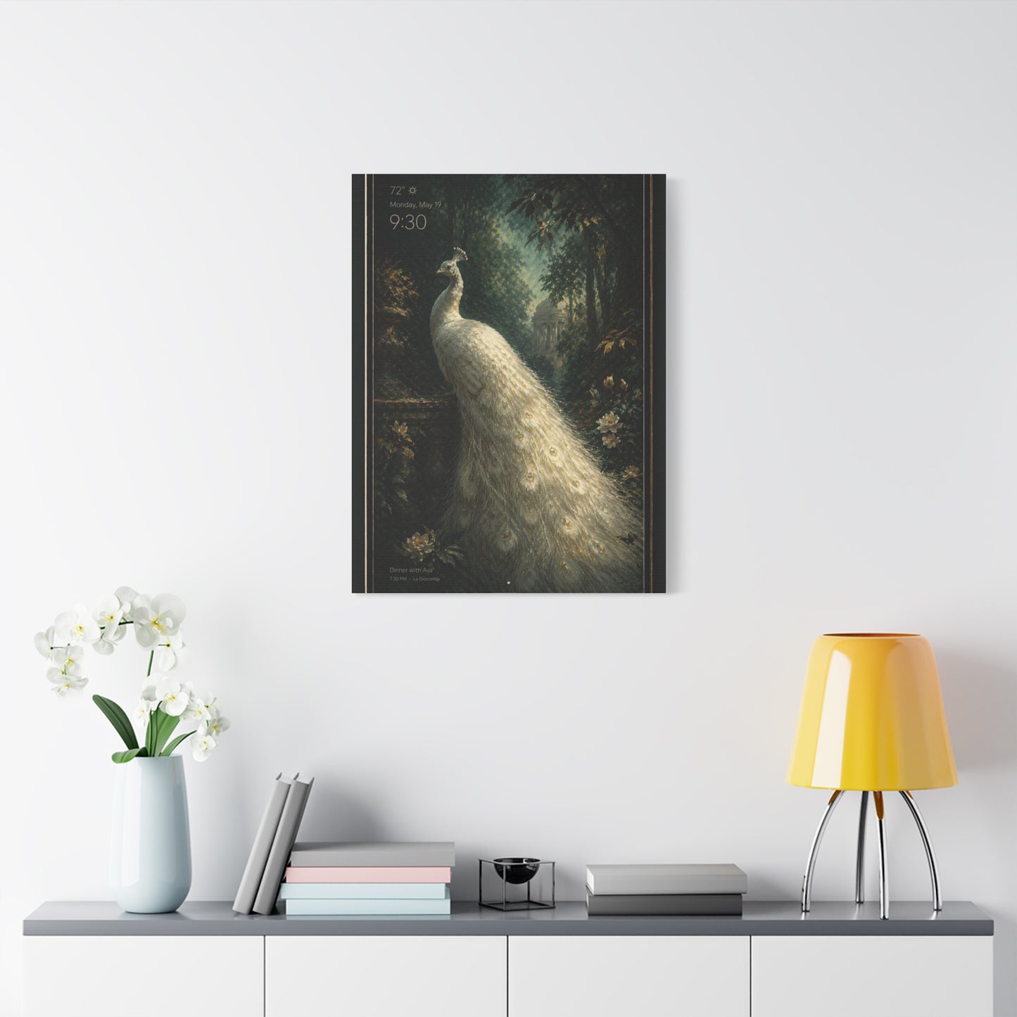 Digital White Peacock Forest Display Wall Art & Canvas Print