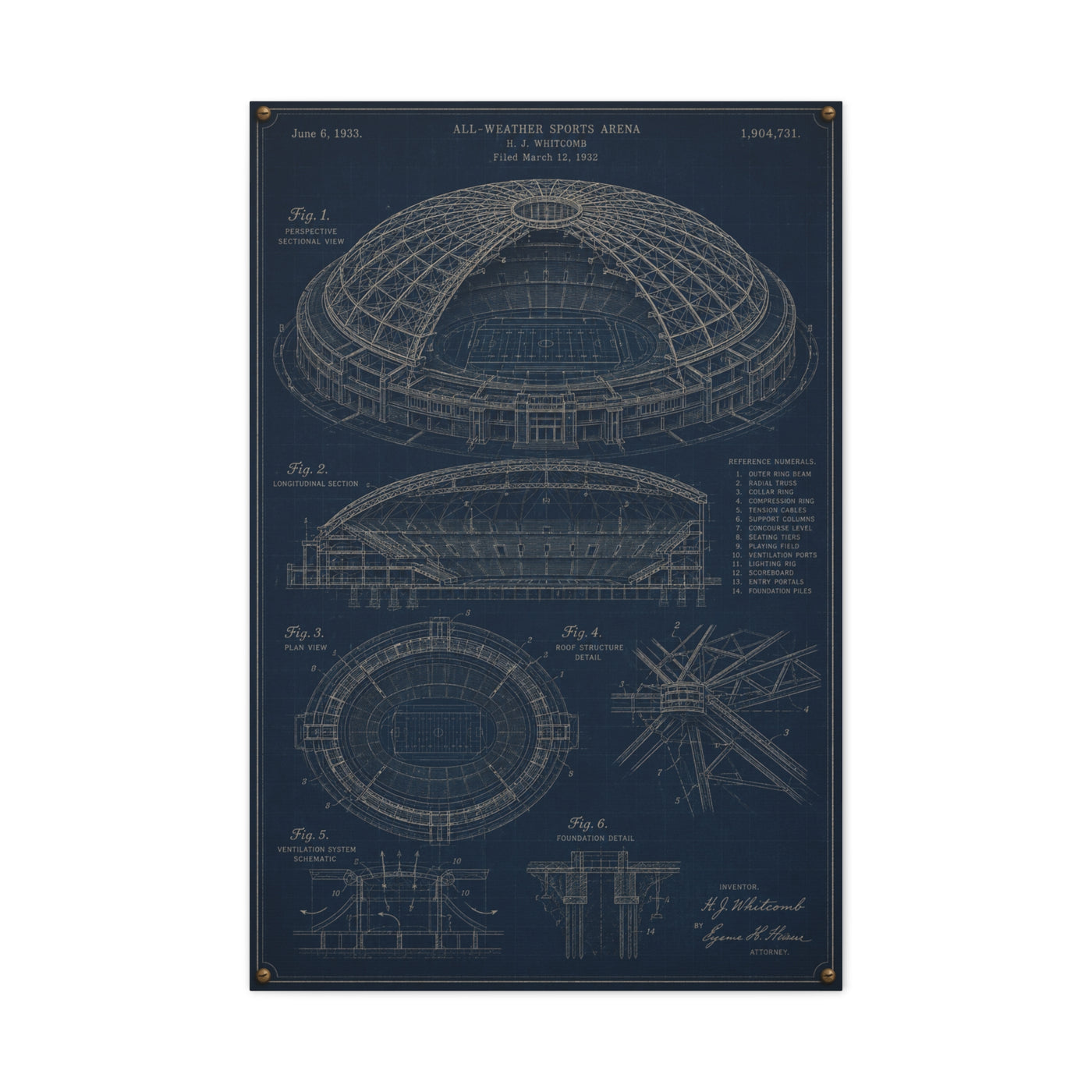 All Weather Stadium Blueprint Sports Wall Art & Canvas Print