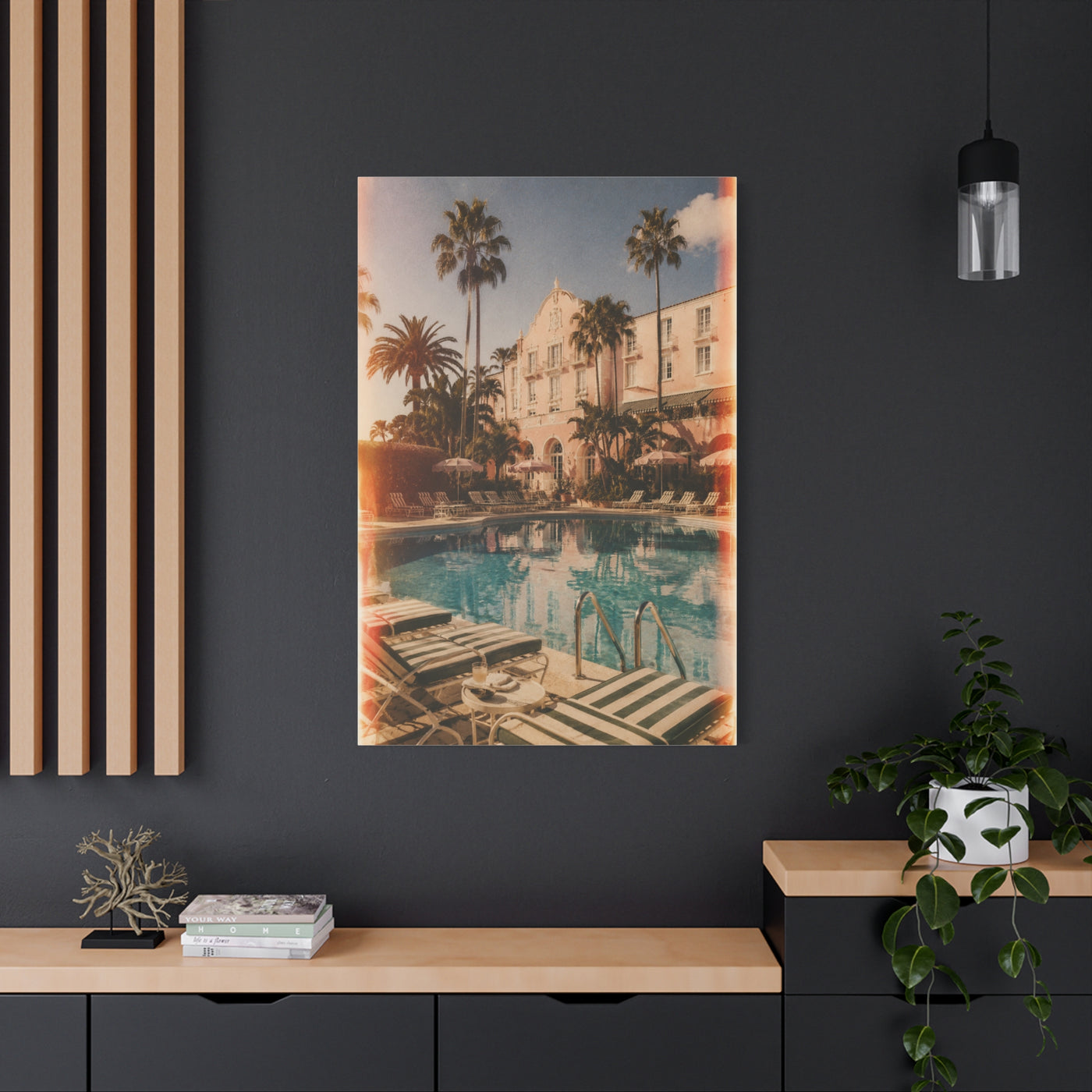 Palm Beach Poolside Retro Photograph Wall Art & Canvas Print