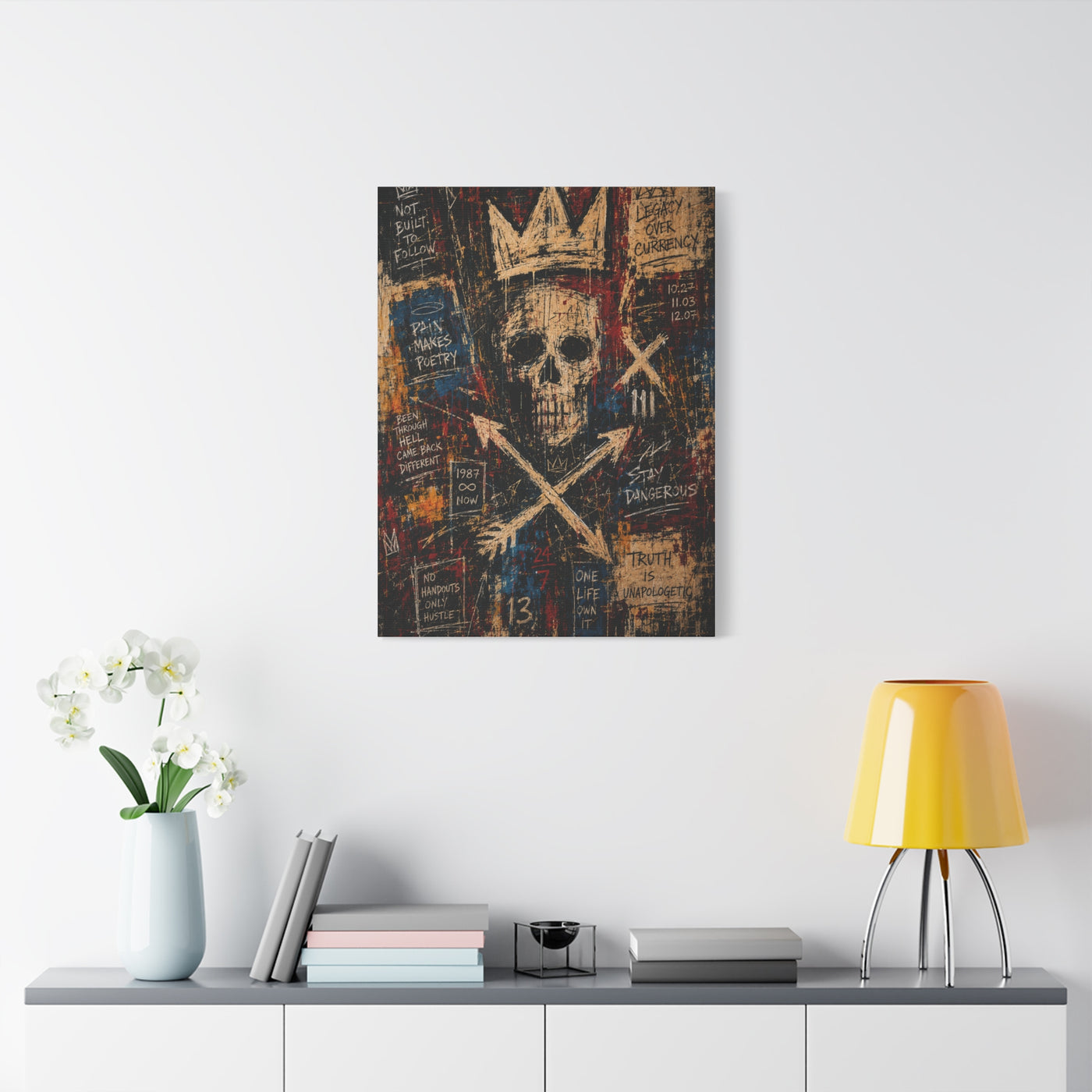 Crowned Skull Rebellion Street Wall Art & Canvas Print