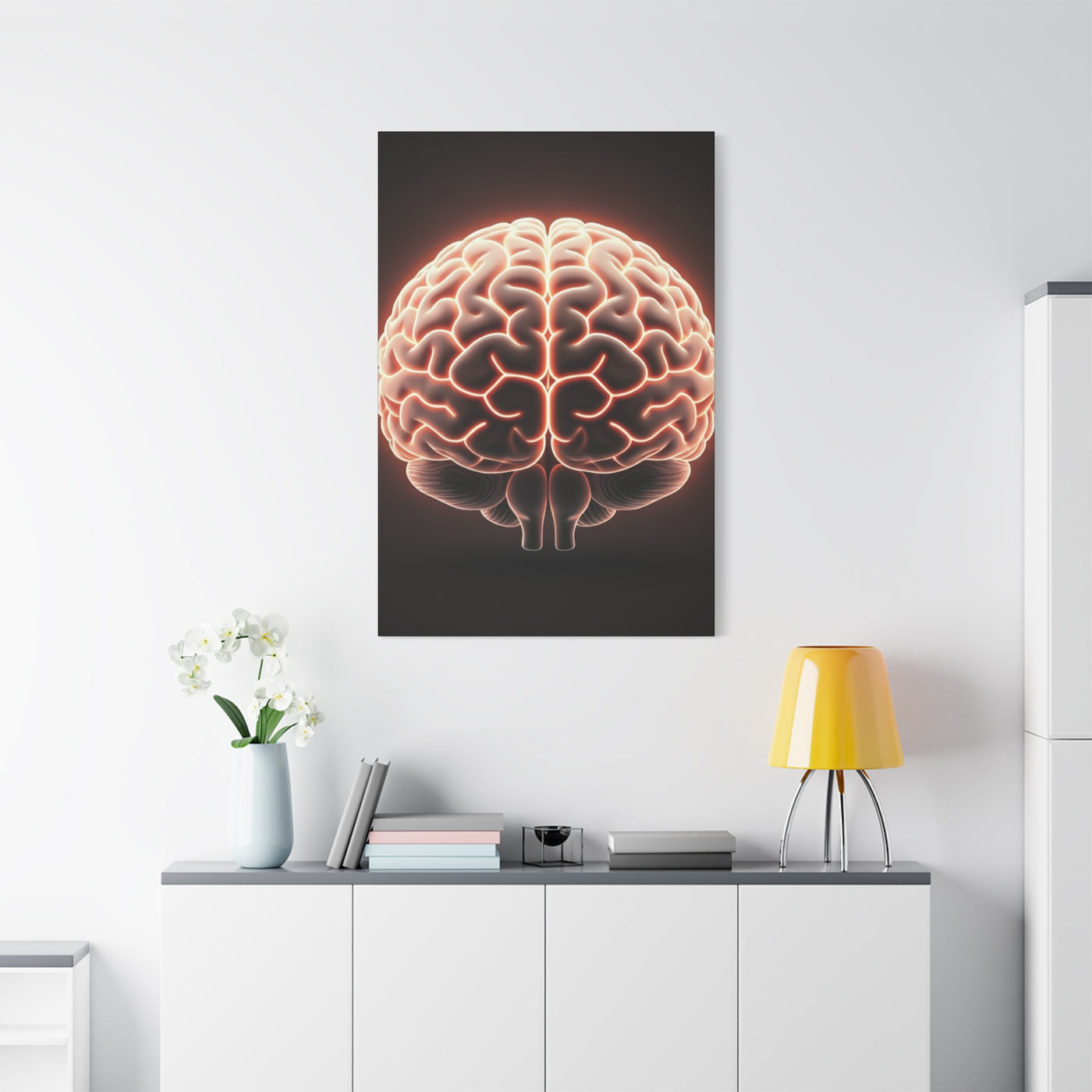 Neon Brain Art Canvas – Glowing Anatomy Wall Decor