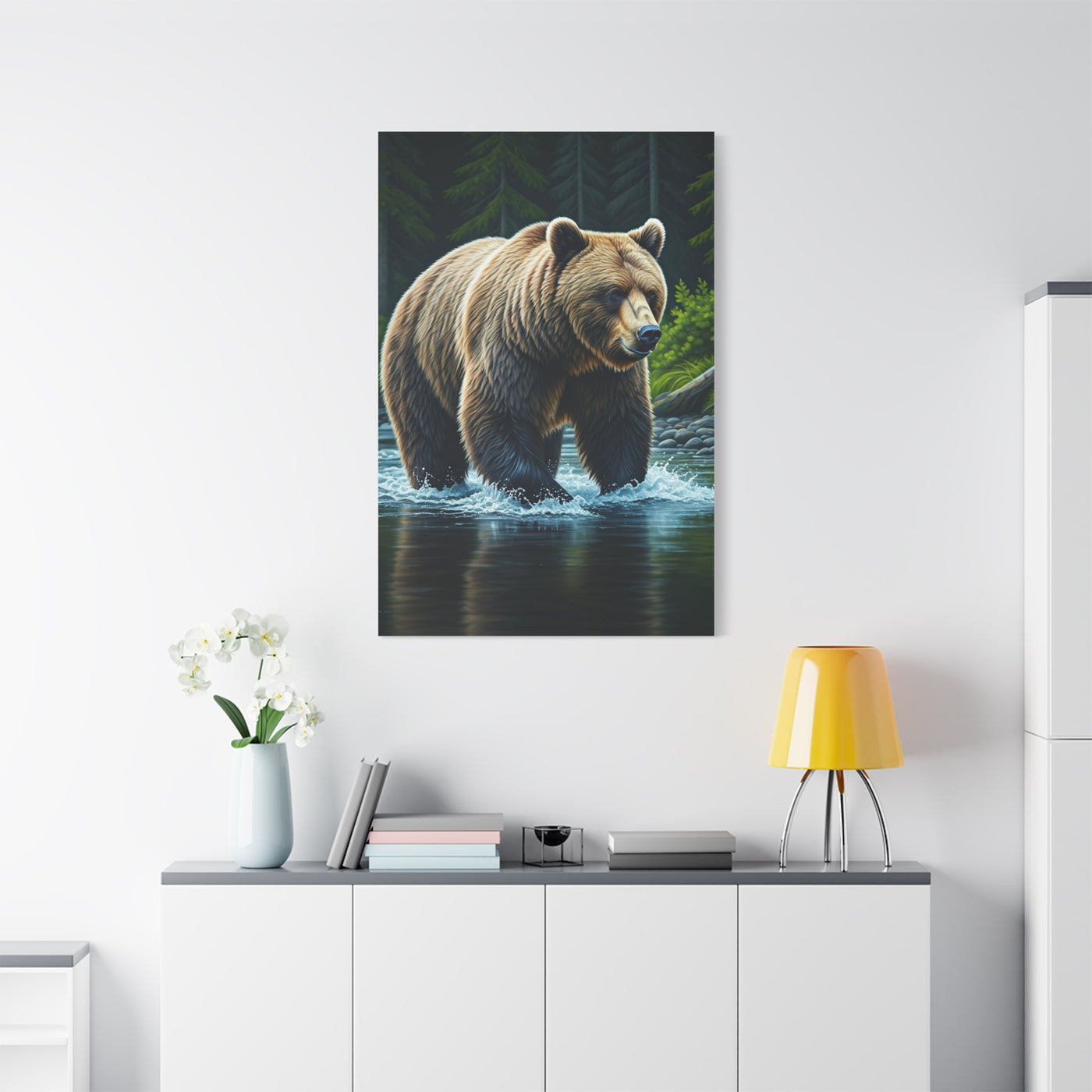 River Crossing Grizzly Bear Wall Art & Canvas Prints