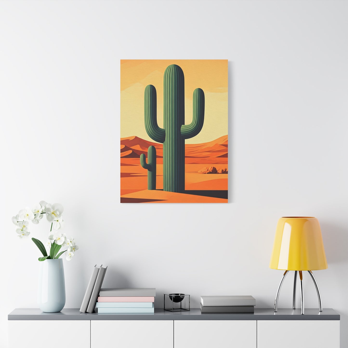 Minimal Desert Saguaro Landscape Illustration Wall Art & Canvas Prints