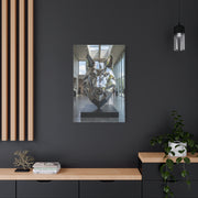 Geometric Chrome Wolf Head Sculpture Wall Art & Canvas Print