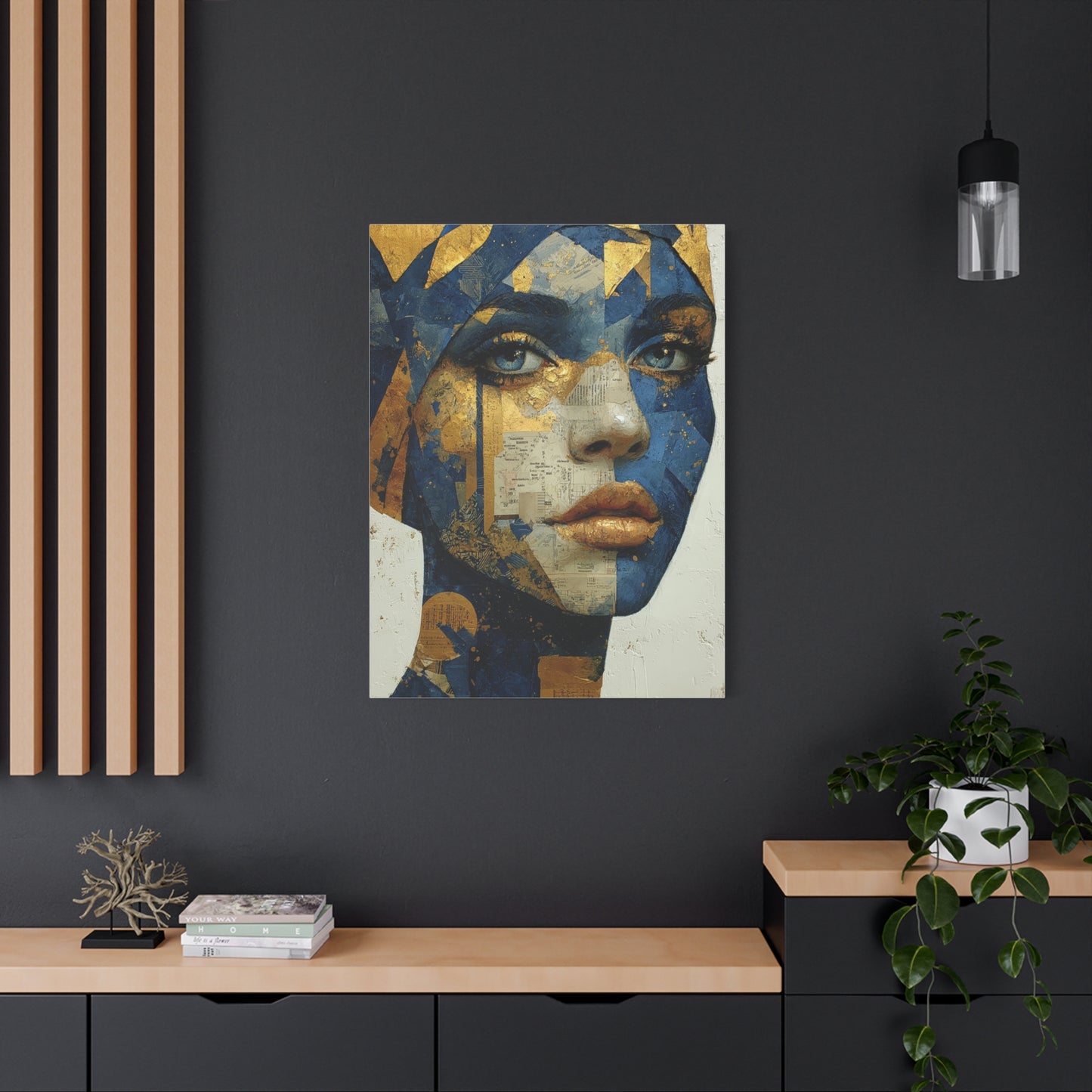 Geometric Gold Mask Portrait Wall Art & Canvas Print