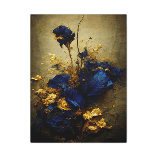Blue and Gold Bouquet Wall Art & Canvas Prints
