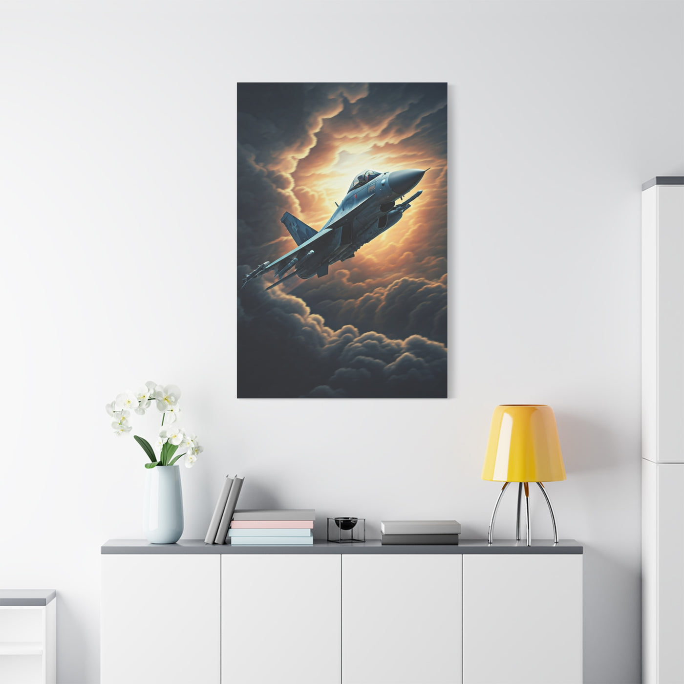 Sunset lone Aircraft Sky Wall Art & Canvas Prints .