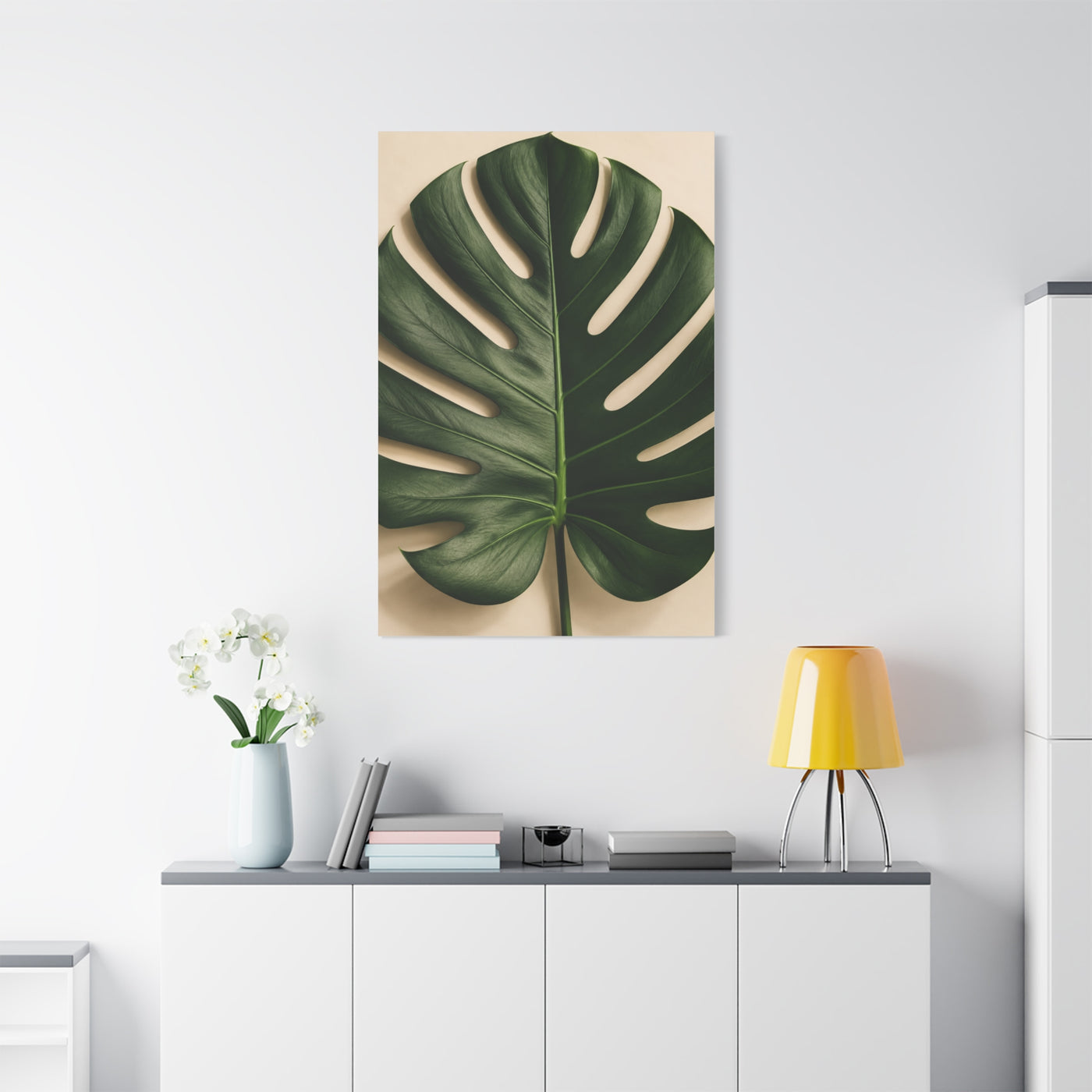 Minimal Monstera Leaf Botanical Tropical Wall Art & Canvas Print