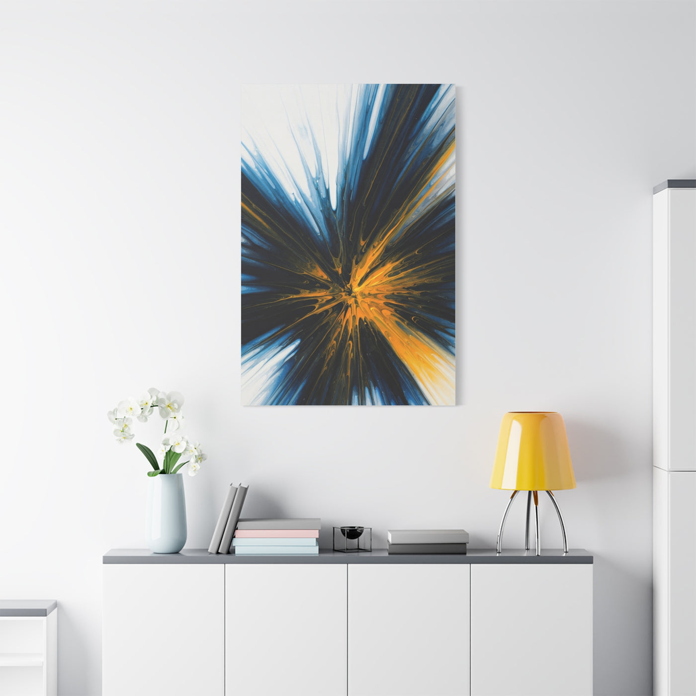 Blue and Gold Radiating Abstract Wall Art & Canvas Prints