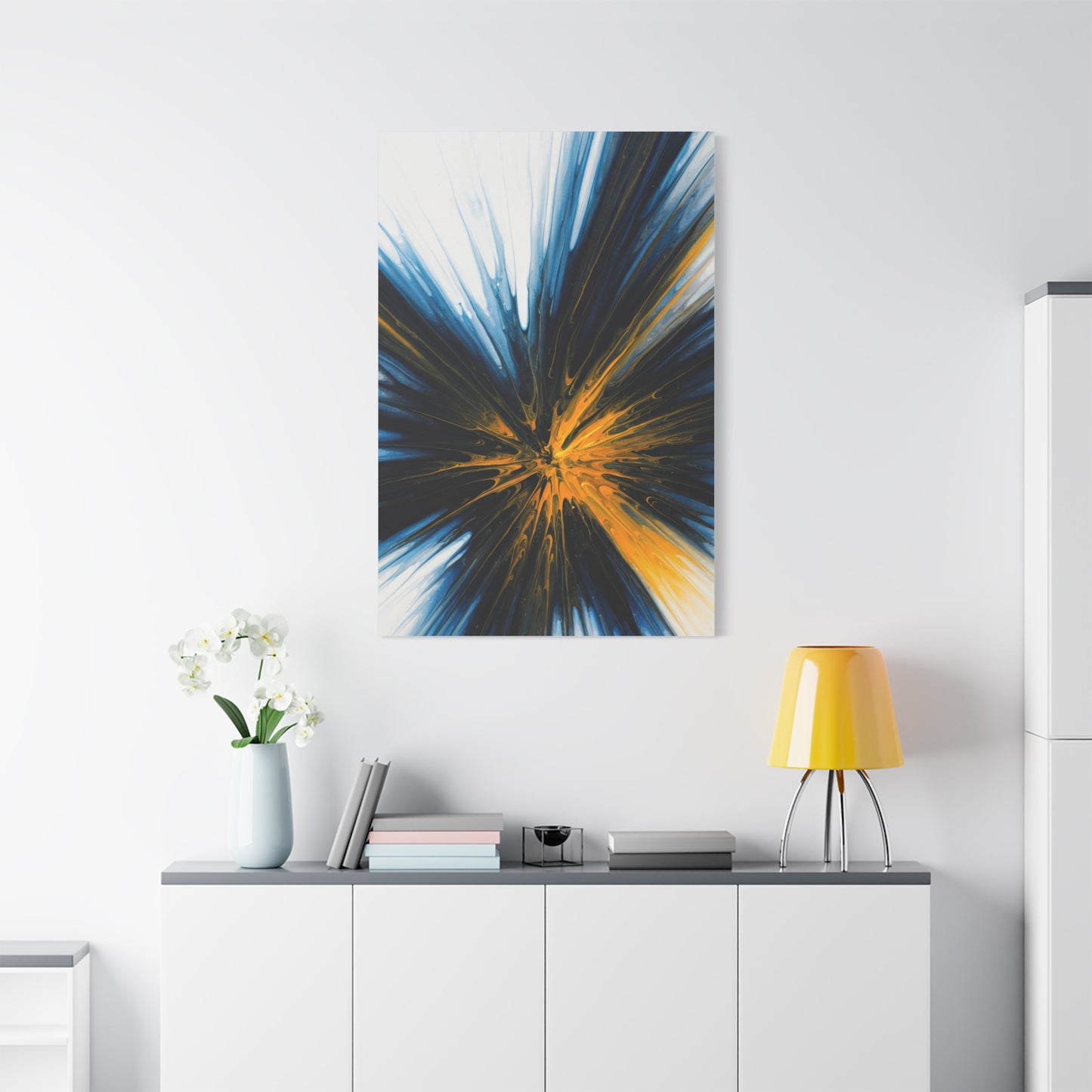 Blue and Gold Radiating Abstract Wall Art & Canvas Prints