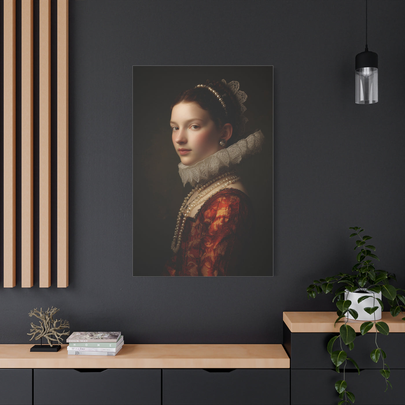 Baroque Noblewoman With Pearls Classical Portrait Wall Art & Canvas Print