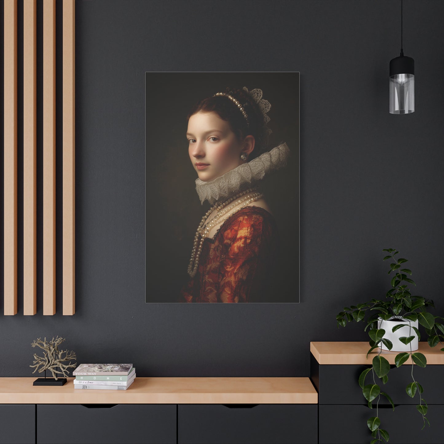 Baroque Noblewoman With Pearls Classical Portrait Wall Art & Canvas Print