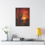 Stained Glass Desert Sunset Southwest Wall Art & Canvas Print