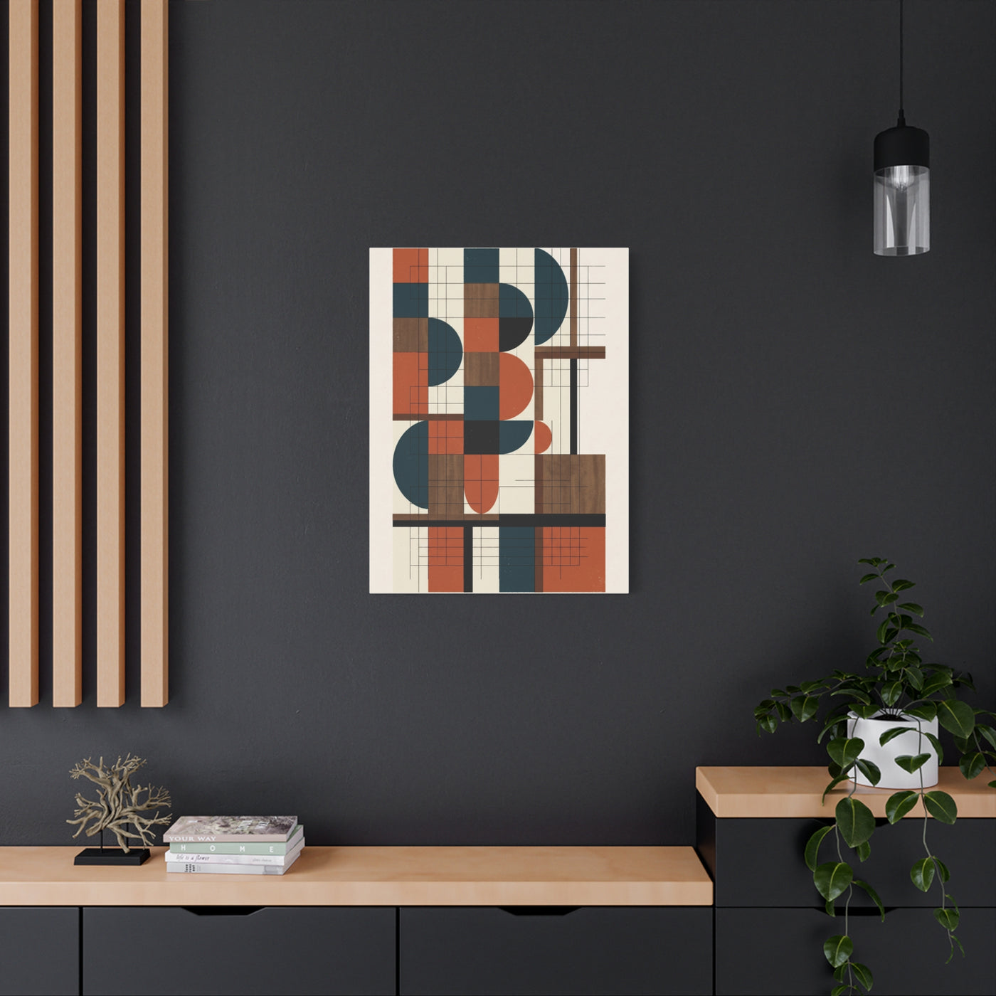 Bauhaus Orange Geometry Grid Wall Art & Canvas Print