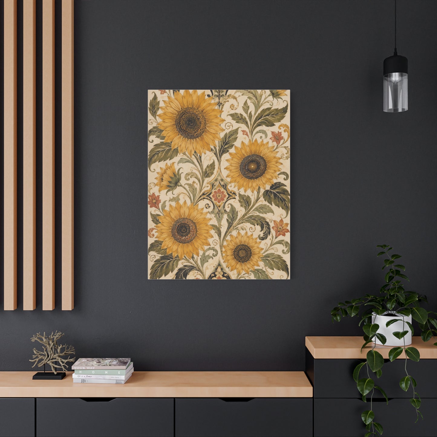 Ornate Floral Sunflower Tapestry Wall Art & Canvas Print
