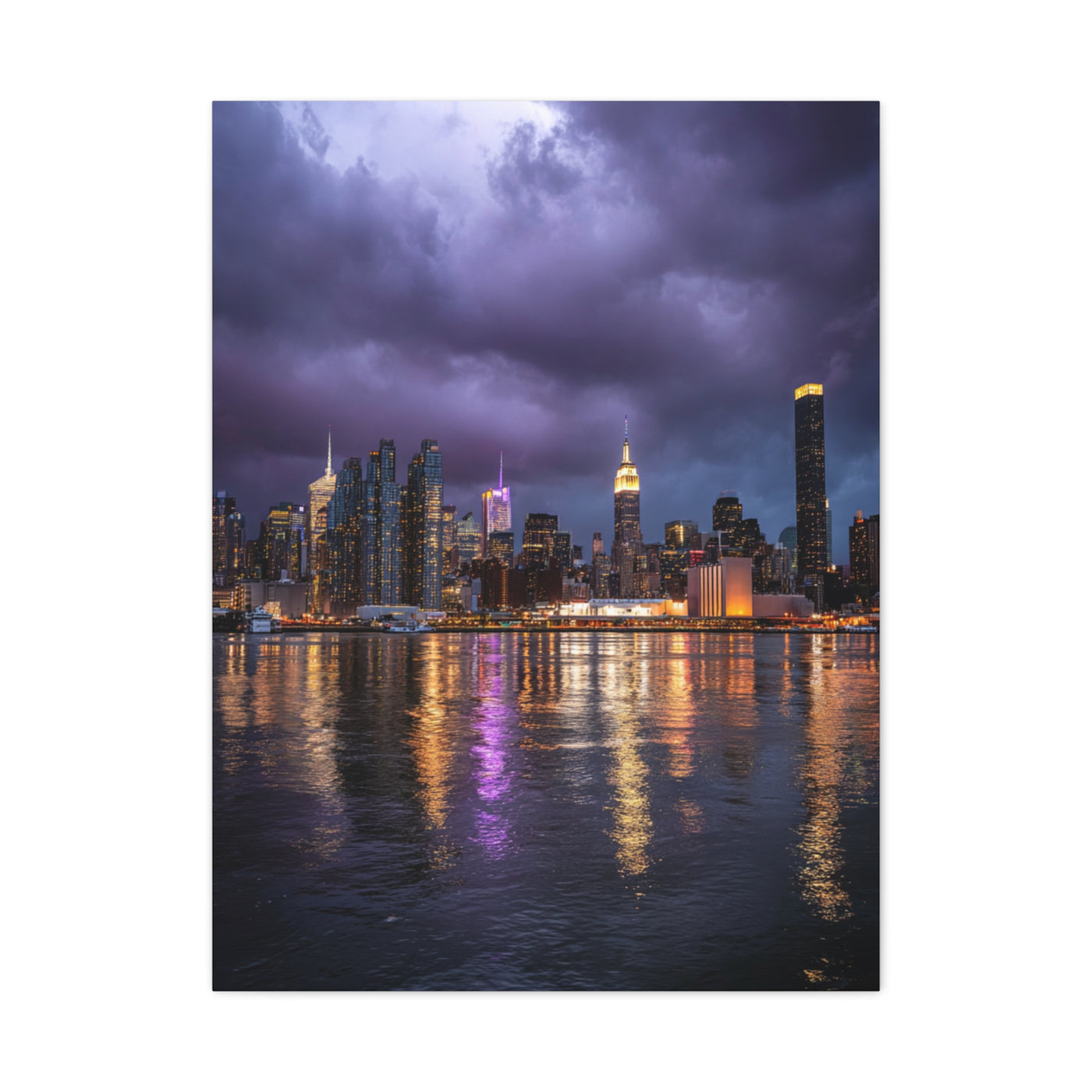 New York Skyline Rainstorm Reflections Wall Art & Canvas Print