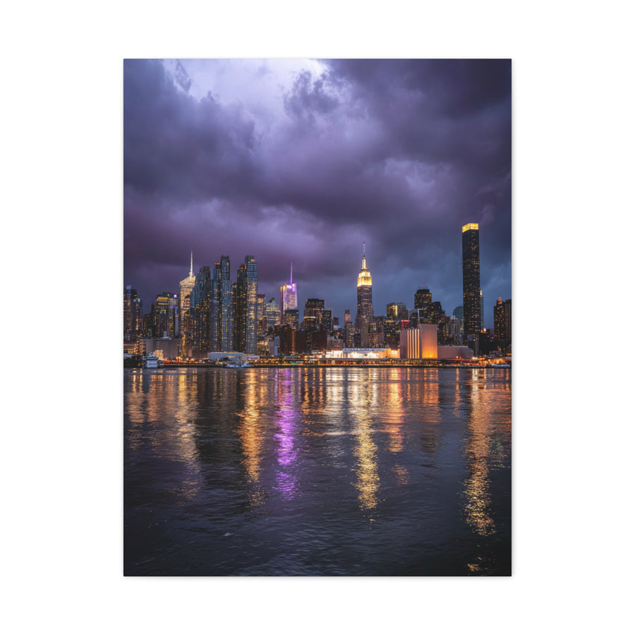 New York Skyline Rainstorm Reflections Wall Art & Canvas Print