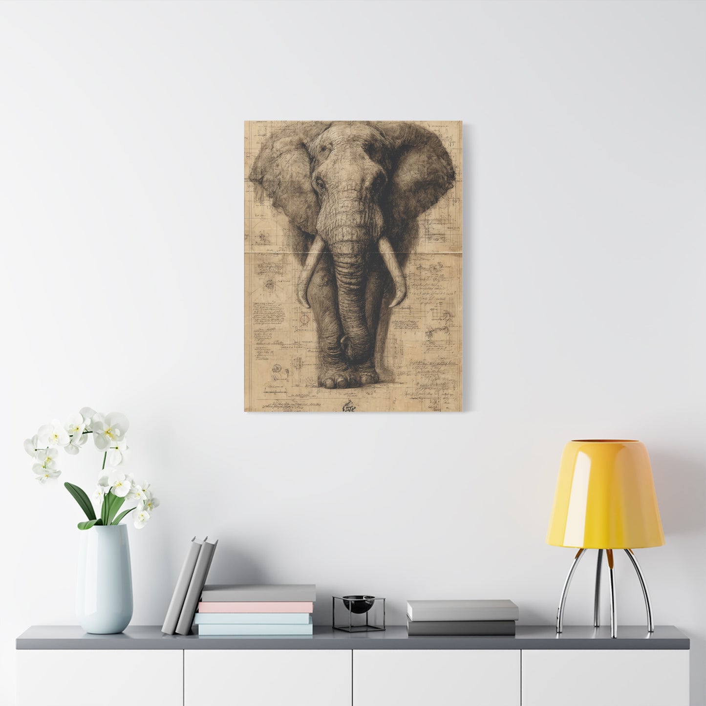 Vintage Elephant Natural History Study Wall Art & Canvas Print