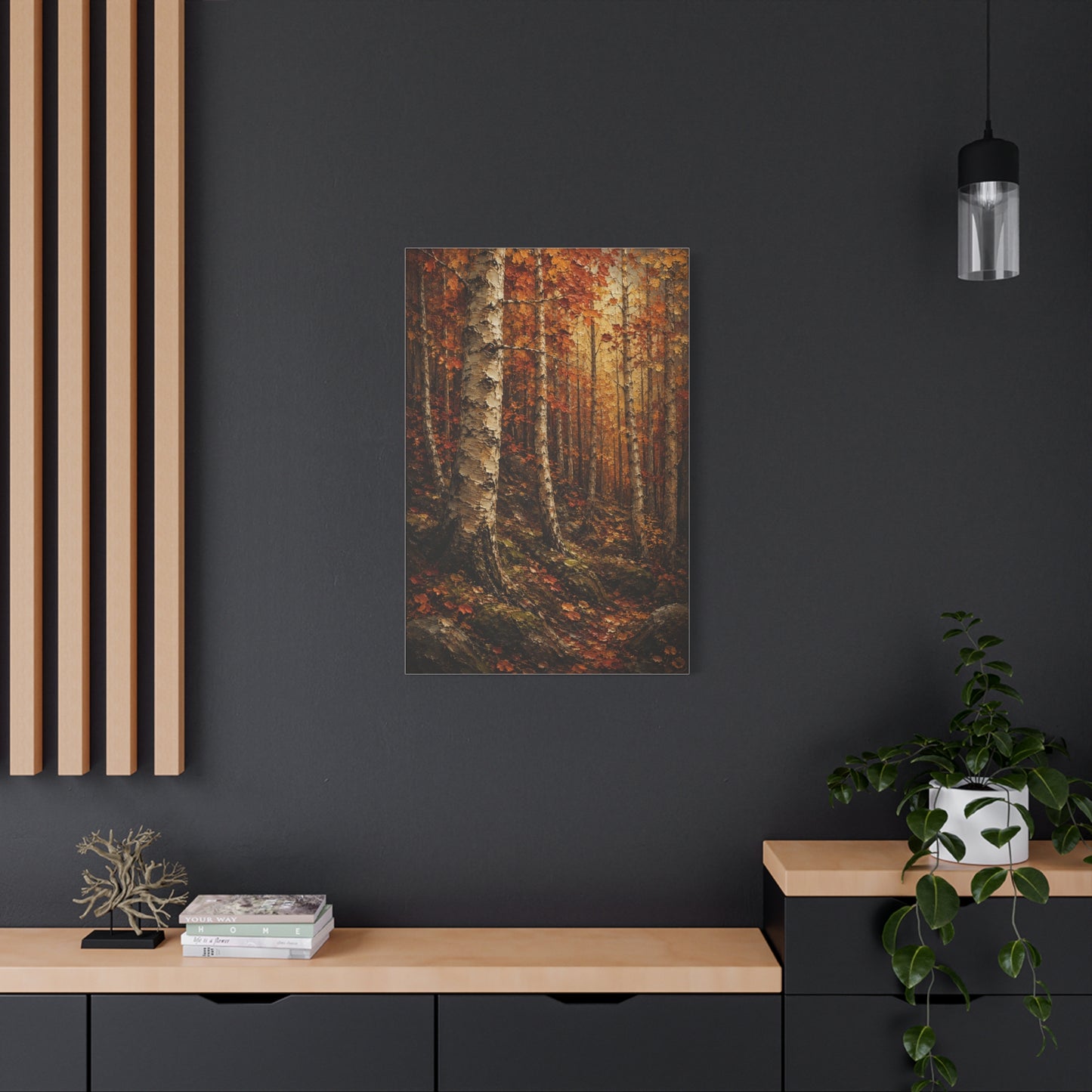Autumn Birch Forest Painterly Path Trees Wall Art & Canvas Print