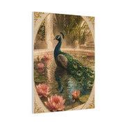 Lotus Pool Peacock Reflection Wall Art & Canvas Print