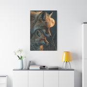 Mother and Cub Moonlit Fox Portrait Wall Art & Canvas Print