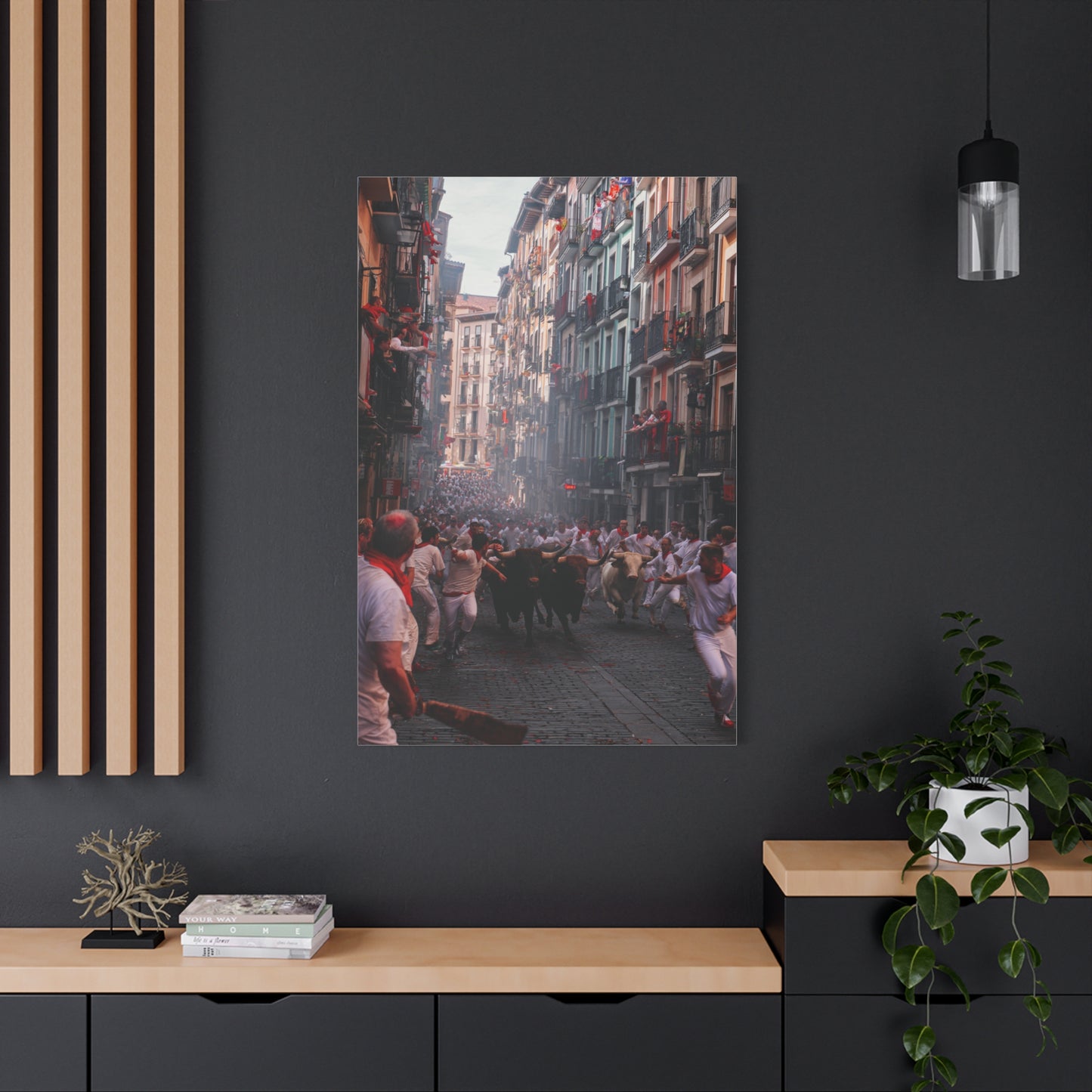 San Fermín Running of the Bulls Street Charge Wall Art & Canvas Print