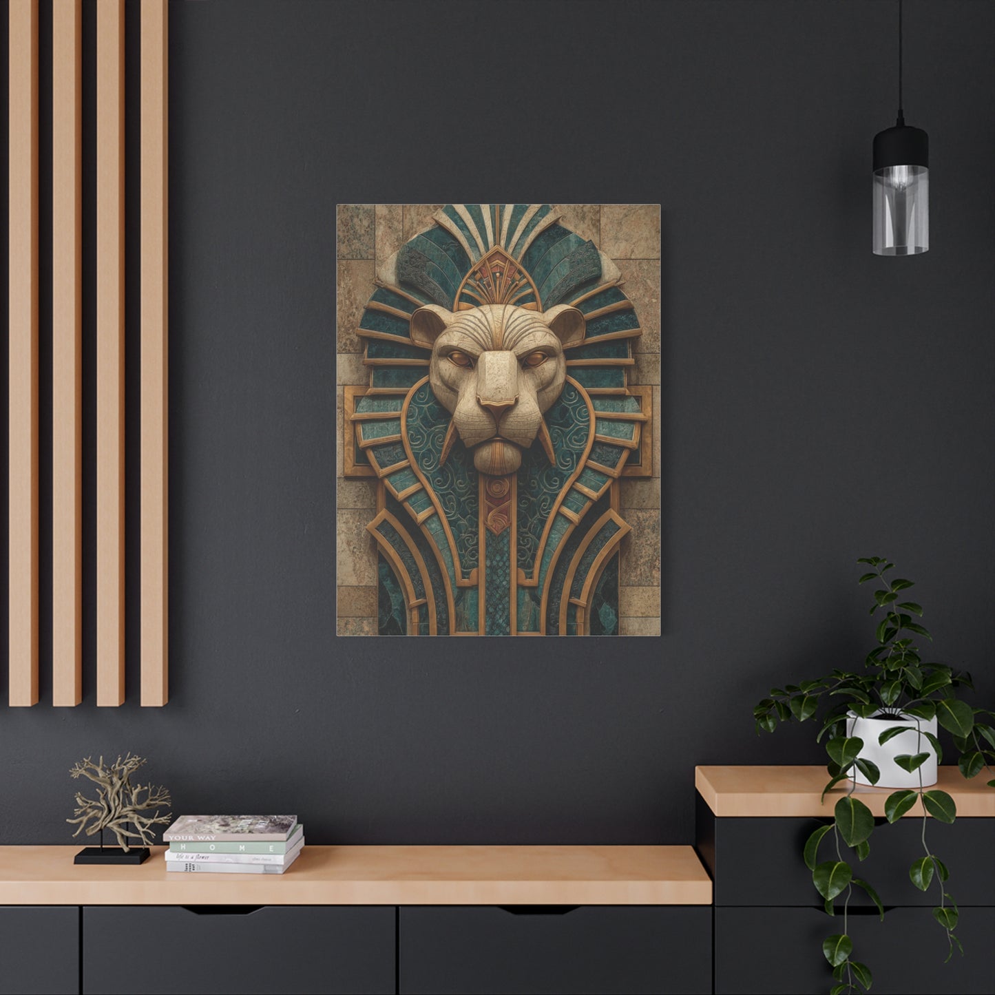 Art Deco Lion Architectural Relief Wall Art & Canvas Print