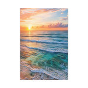 Golden Sunrise Ocean Horizon Scene Wall Art & Canvas Print