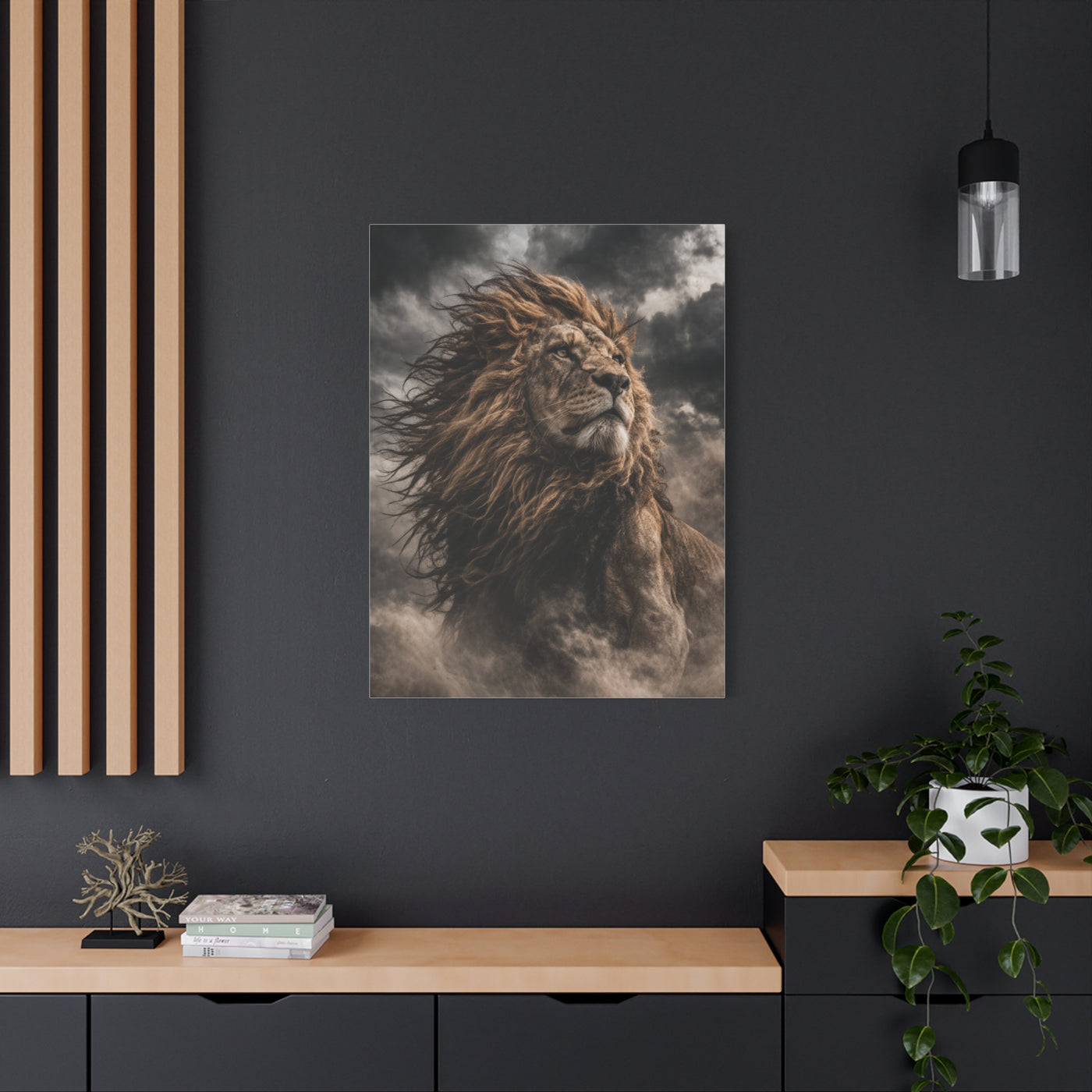 Storm King Lion Dramatic Portrait Wall Art & Canvas Print