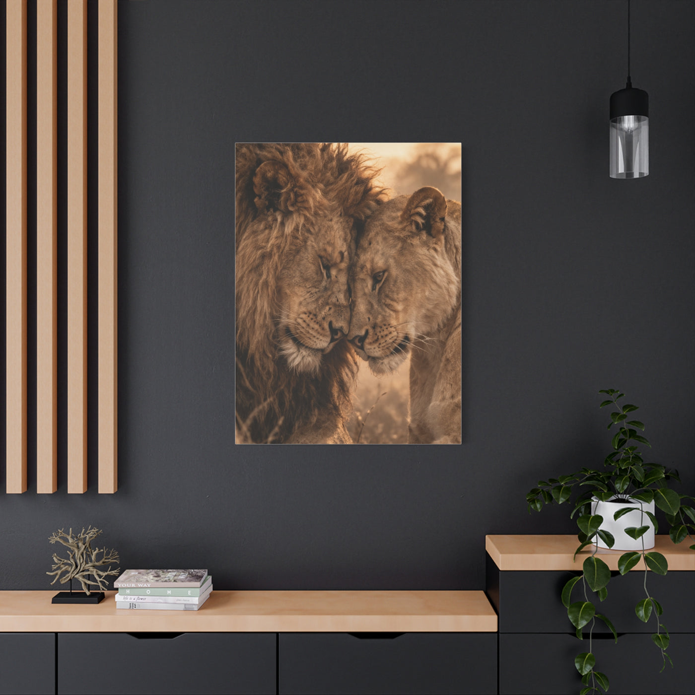 Lion and Lioness Intimate Bond Wall Art & Canvas Print