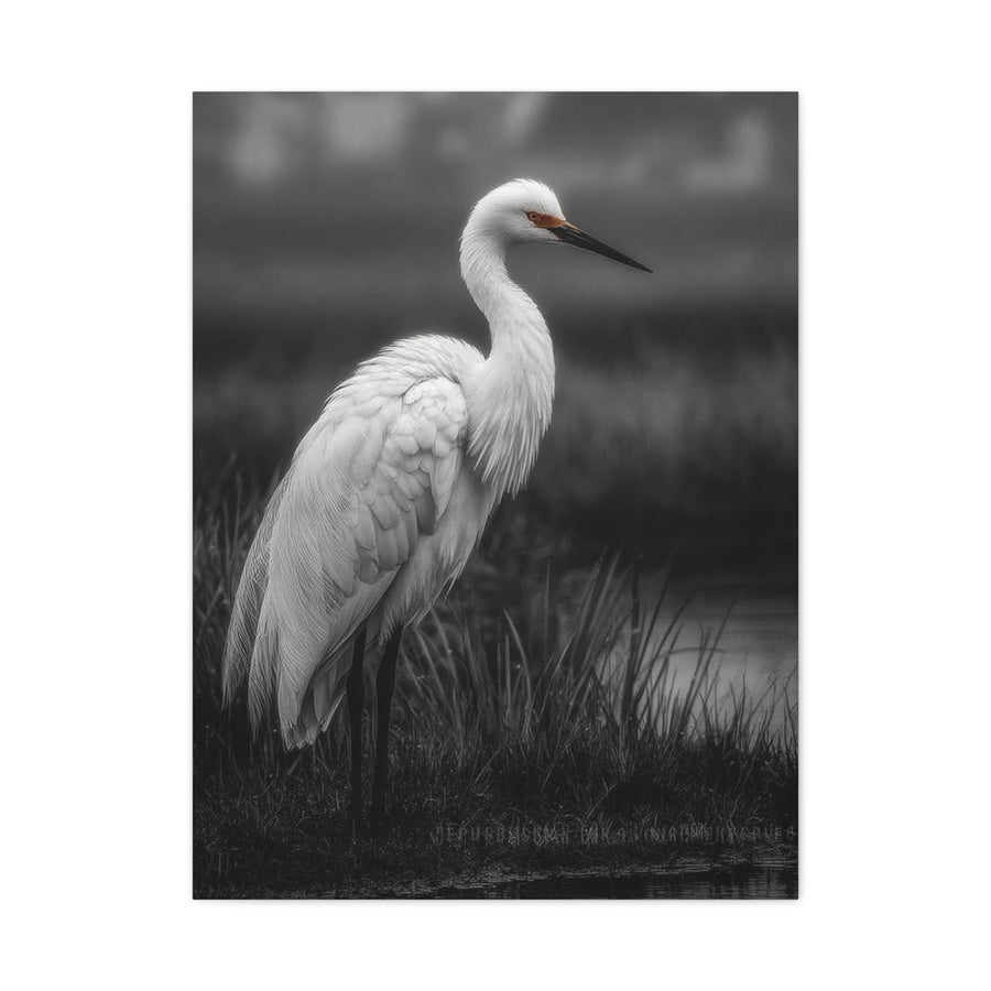Light Grey Crane Mist Portrait Wall Art & Canvas Print