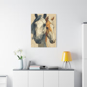 Dual Horse Portrait Sketch Wall Art & Canvas Print