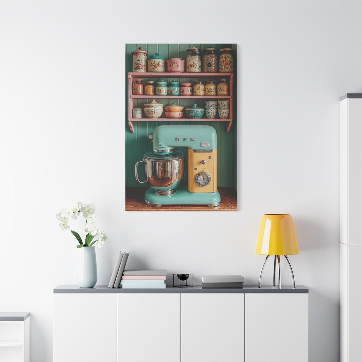 Vintage Pastel Kitchen Mixer Display Wall Art & Canvas Print
