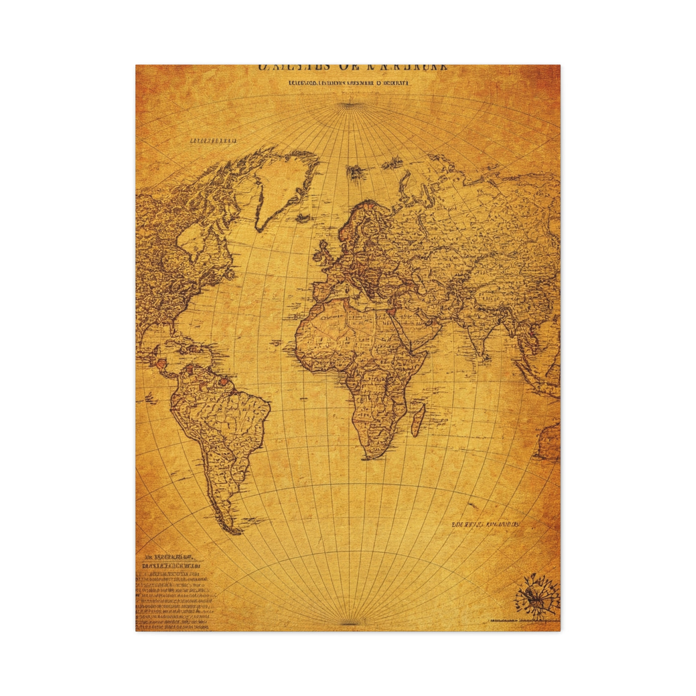 Antique Oval World Atlas Map Wall Art & Canvas Prints