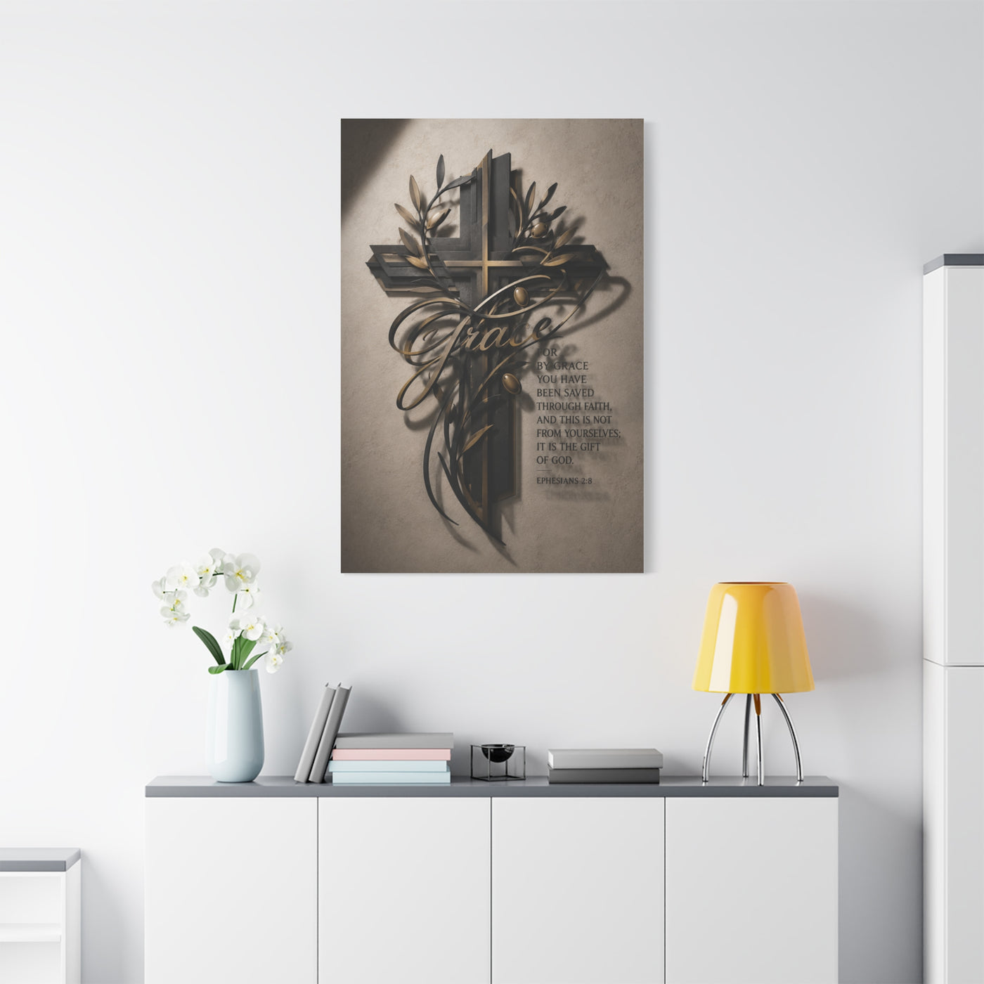 Grace Cross Metal Scripture Wall Art & Canvas Print