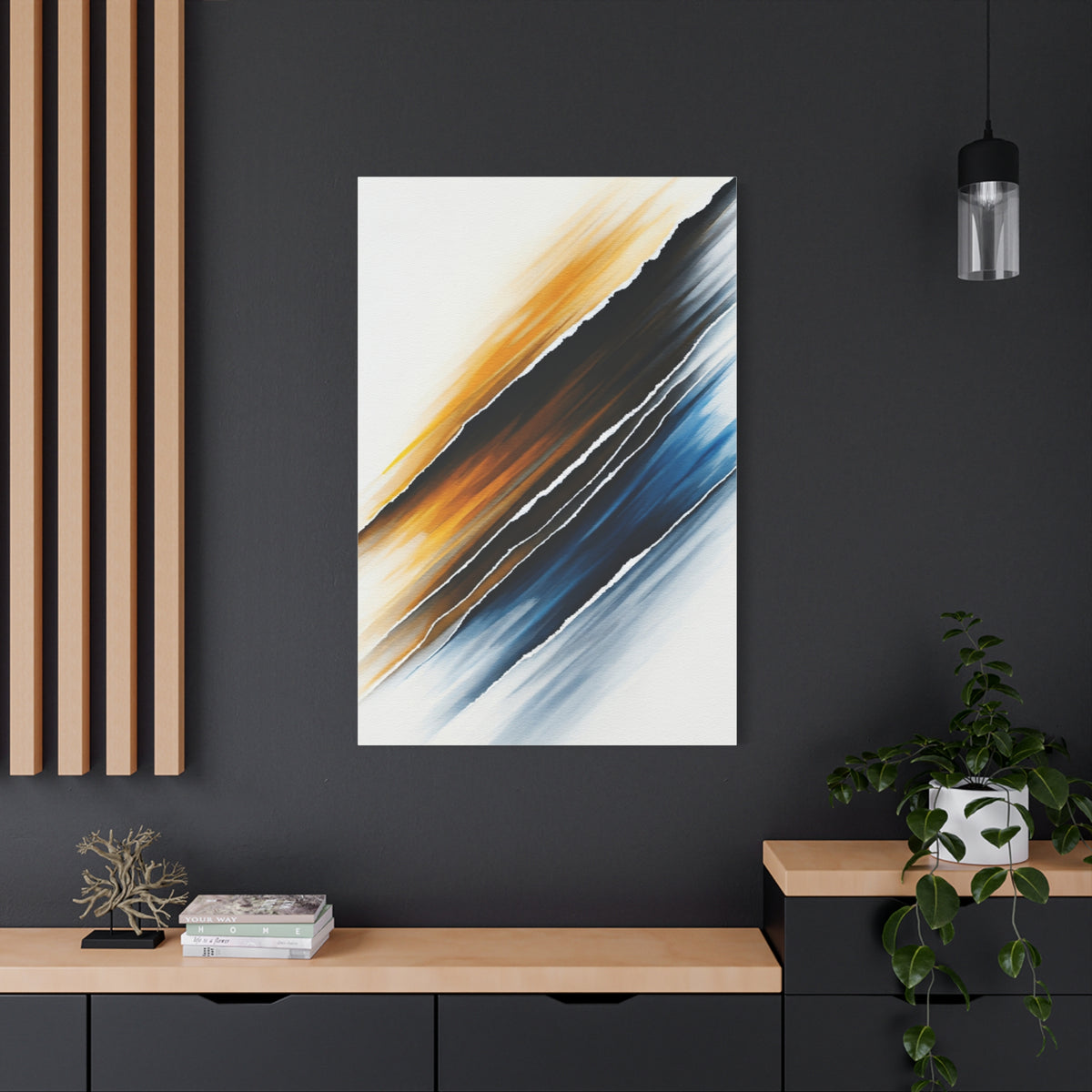 Gold and Blue Motion Sweep Abstract Wall Art & Canvas Prints
