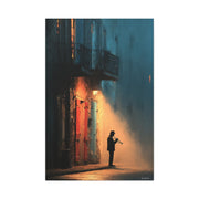French Quarter Trumpet Silhouette Wall Art & Canvas Print