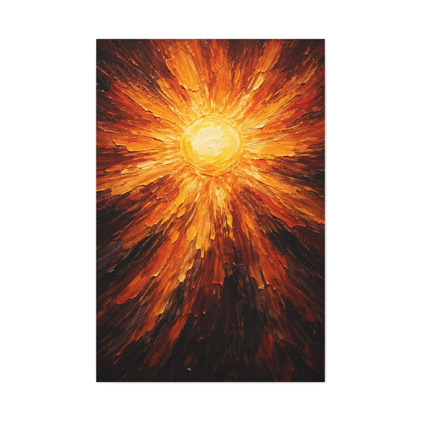 Radiant Solar Burst Impasto Wall Art & Canvas Print