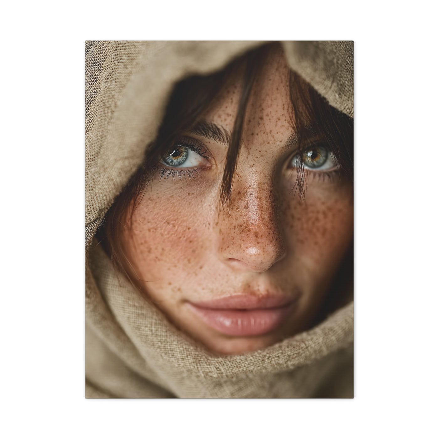 Freckled Muse Linen Hood Portrait Wall Art & Canvas Print