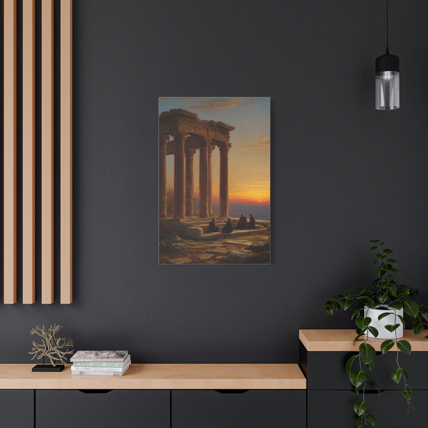 Greek Temple Ruins at Sunset with Philosophers Wall Art & Canvas Print