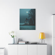 Gothic Farmhouse Moonlight Scene Wall Art & Canvas Print
