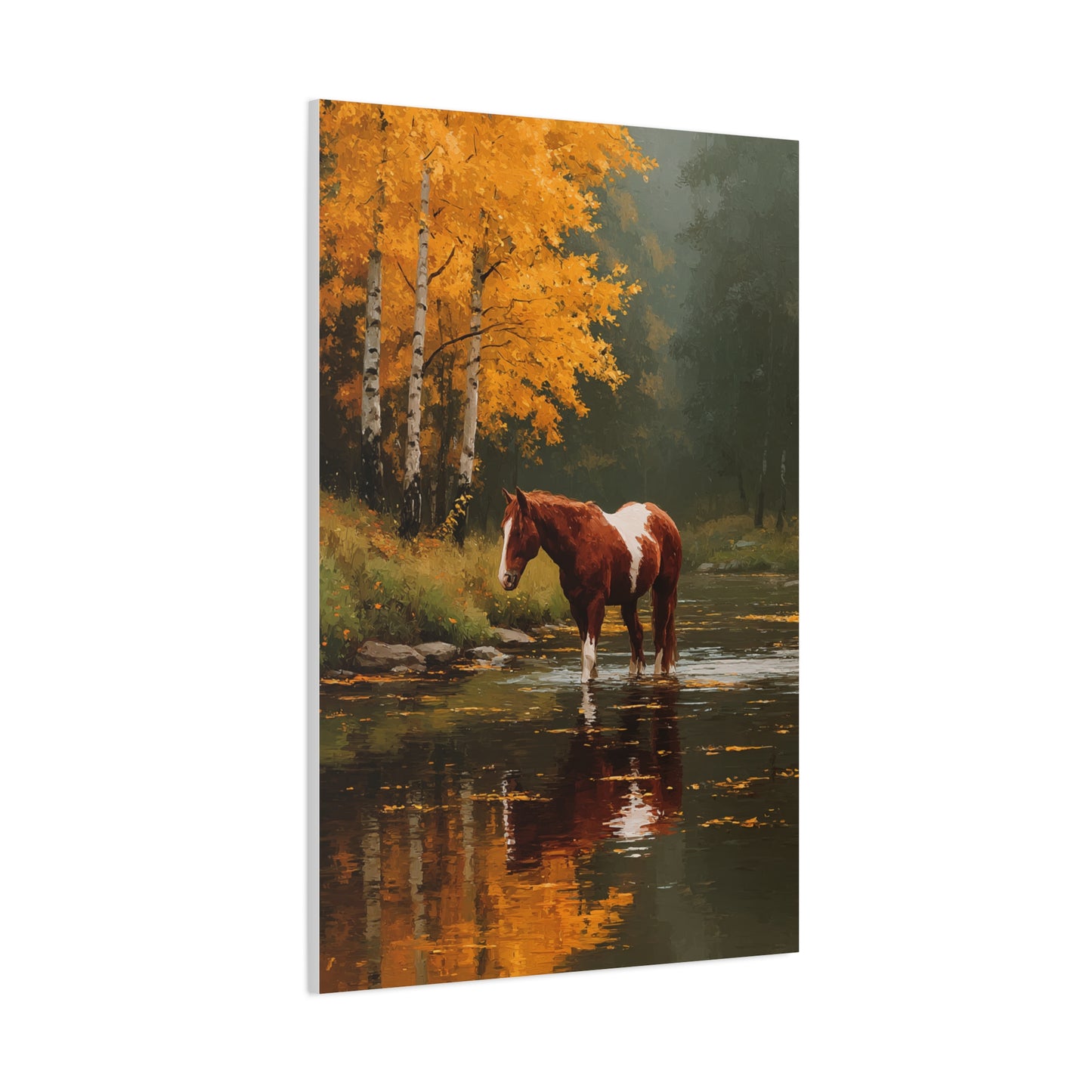 Painted Autumn Horse Landscape Wall Art & Canvas Print