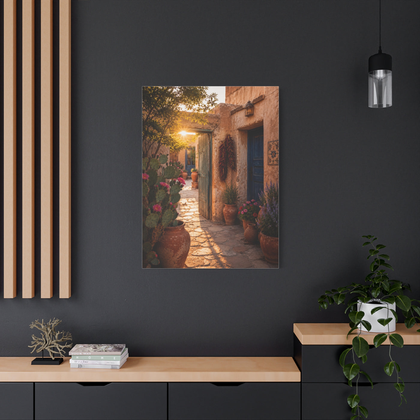 Santa Fe Adobe Courtyard Southwest Wall Art & Canvas Print