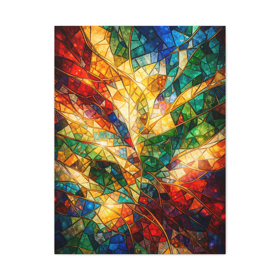 Colorful Stained-Glass Mosaic Abstraction Wall Art & Canvas Print