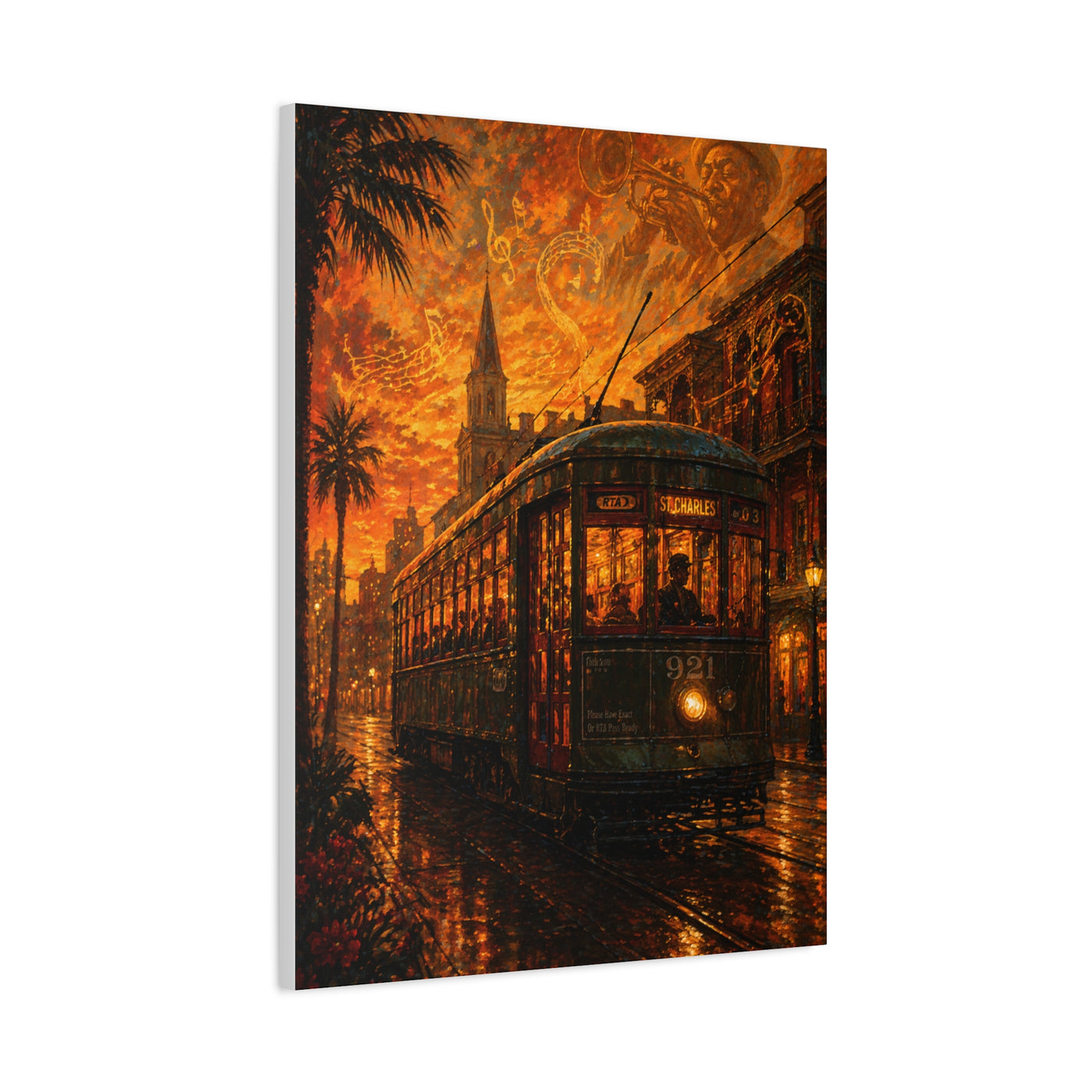 Historic Streetcar Jazz Sunset Wall Art & Canvas Print