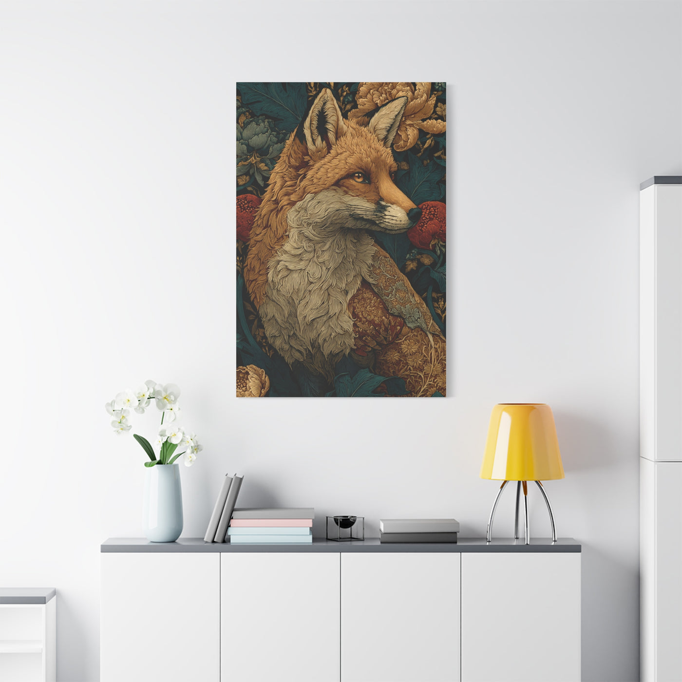 William Morris Style Ornamental Fox Wall Art & Canvas Print