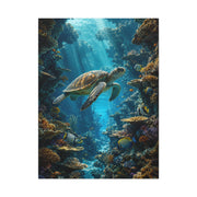 Deep Reef Canyon Turtle Journey Tropical Wall Art & Canvas Print