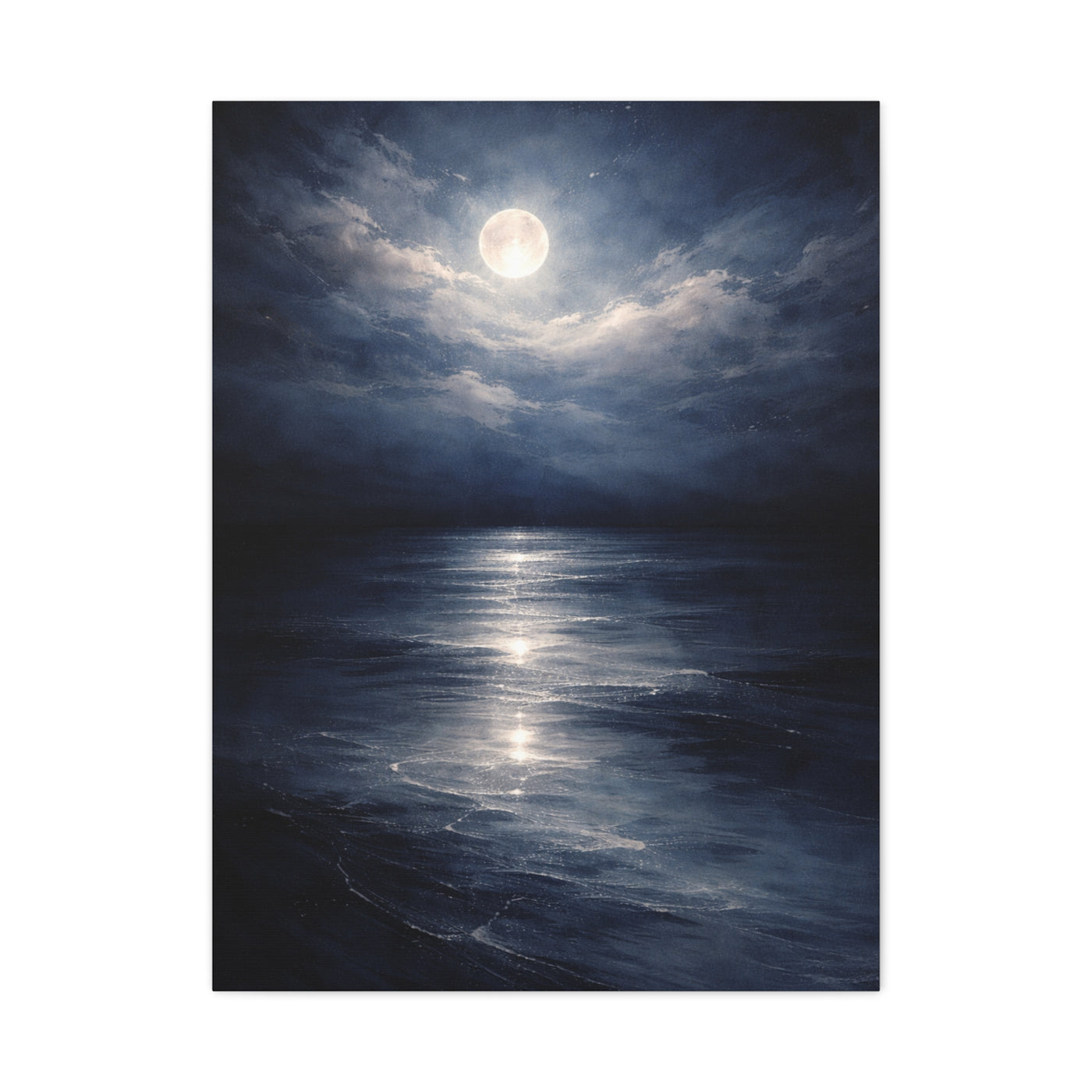 Moonlit Ocean Horizon Wall Art & Canvas Print